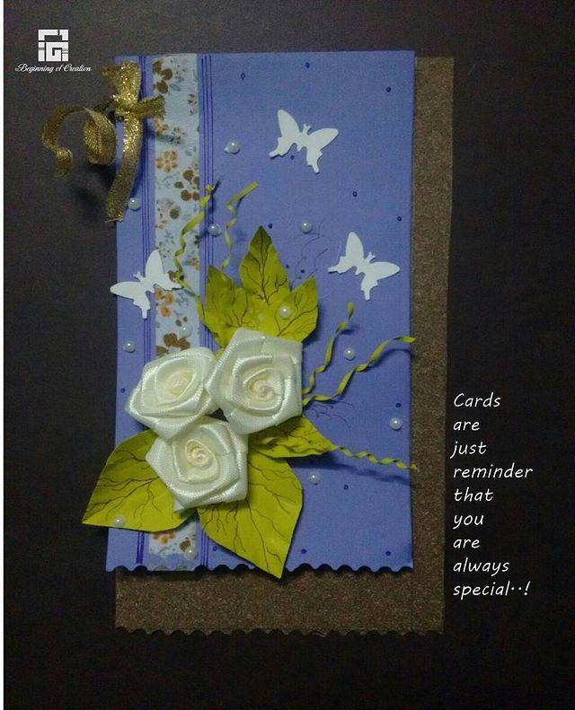 3D Flower Greeting Card | White Satin | Hobbies Stuff | Nirmeet